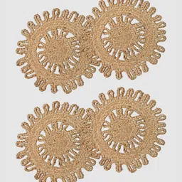 PAROKSH 4-Pcs Braided Brown Round Table Placemats-image-47