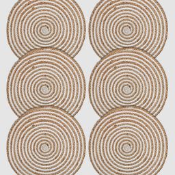 PAROKSH 6-Pcs White & Brown Braided Round Table Placemats-19