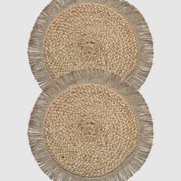 PAROKSH 2-Pcs Brown Fringed Round Table Placemats-image-40