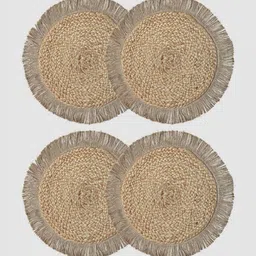 PAROKSH 4-Pcs Brown Fringed Round Table Placemats-image-48