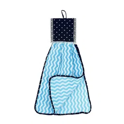 Kuber Industries Set of 3 Blue & White Chevron Print Hanging Kitchen Towel image 2
