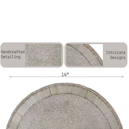 Good Vibes Grey Beaded Round Shaped Table Placemat image 2