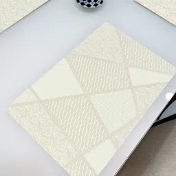 HOKIPO Set of 6 Cream-Coloured Geometric Table Placemats image 2