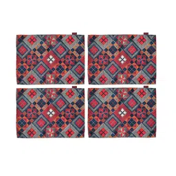 AEROHAVEN Yellow & Red Set Of 4 Geometric Pattern Table Placemats image 3