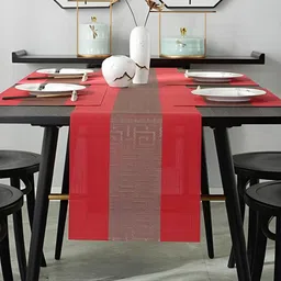 YELONA Red 8 Pieces Textured Rectangular Table Placemats image 3