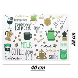 YELONA White & Green 8Pcs Printed Rectangular Table Placemats image 2