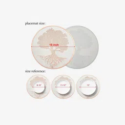 Dakshya Industries Brown 4 Pieces Printed Circular Table Placemats image 5