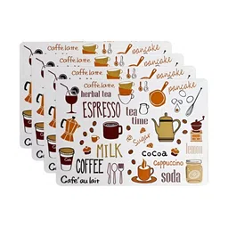 YELONA  White & Red 4Pcs Printed Rectangular Table Placemats image 4
