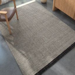 Grey Solid Wool and Viscose 5 ft X 7 ft Hand Woven Rectangle Carpet-image-62