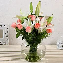 Serene Mixed Flowers Vase Arrangement-image-62