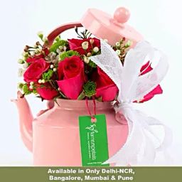 Pink Rose Tea Pot Arrangement-image-8