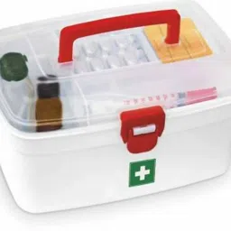 Medicin Box Plastic First Aid Box Lockable Medicine Storage Box Emergency Cabinet Organizer with Detachable Tray and Handle Portable Cabinet for Home Camping Travel and Car First Aid Kit Pill Box-2