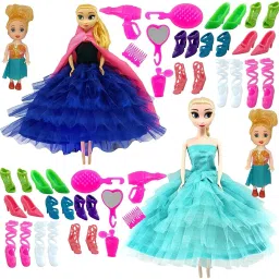 - Elsa and Anna Doll Set Unbreakable Rubber Body, Makeup Accessories & Baby Doll-image-16