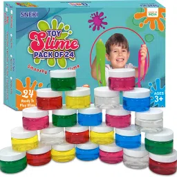 (SET OF 24 SLIME KIT) Multicolor Scented DIY Magical Funny Slimy Slime Gel Jelly Putty Toy Set Kit Toy Slime Putty Gel for Girls Boys Kids Blue, Green, Red, Pink, Yellow, White Putty Toy-1