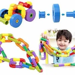 sanchi creation Multi Coloured Educational Play and Learn Plastic Building Block Set Pipes Puzzle Set - Blocks for Kids ( 150 Pieces ) - Blocks Toys and Games for Kids (Big) image 3