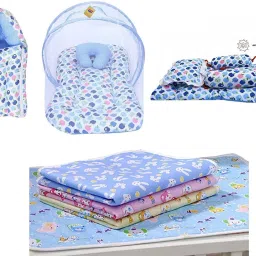 Combo of Baby Mattress with Net | Sleeping Bag | standard crib-1
