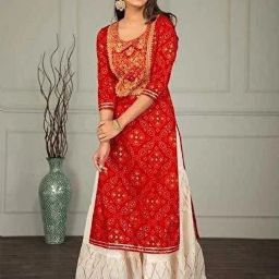 Women Viscose Rayon Kurti Palazzo Set-image-31