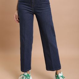 tokyo talkies Women Flared Mid Rise Dark Blue Jeans-picture-35