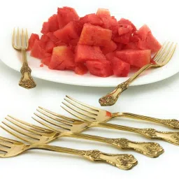 a&h Set of 6 piece Brass Dinner Forks Multipurpose Use Forks Set Brass Dinner Fork Set image 5