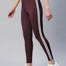blinkin Striped Women Maroon Tights-picture-0