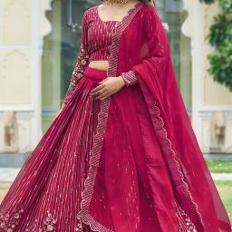 Embroidered, Embellished Semi Stitched Lehenga Choli-image-35