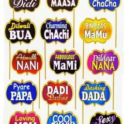 825 Family Party Photo Props - Relationship & Family Get Together Special | Wedding Birthday - Set of 15 Photo Booth Board-image-27