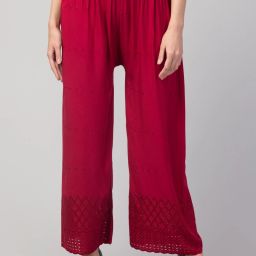 Women Relaxed Maroon Viscose Rayon Trousers-image-94