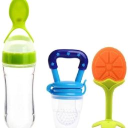 Squeeze Feeding Milk Bottle & Baby Fruit Nibbler & Silicone Teether (Combo Pack) Teether and Feeder-image-15