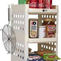 Fizzy 4 Tier Multi-Purpose Plastic Storage Organizer Rack for with Wheels-IVORY Plastic Kitchen Trolley-15