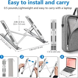 Bitline 6 Angles Adjustable Aluminum Alloy Adjustable Portable Foldable Ergonomic Tablet Compatible with 9-15.6 in Laptops 7 Angles Adjustable Anti Slip Rubber Pads Laptop Stand image 4