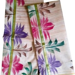 Creative weaves Set Mundu for Women HandPainted Floral Design with Fancy Lace Border Floral Print, Embellished Women Dhoti-image-8