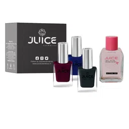 JUICE Set of 3 One Coat Nail Polishes with Nail Polish Remover-85