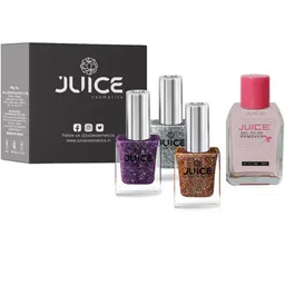 JUICE Set of 3 One Coat Nail Polishes with Nail Polish Remover-56