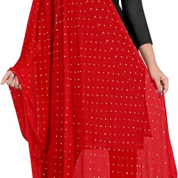 kemza Chiffon Embellished Red Women Dupatta-picture-32