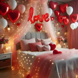 Solid VALENTINE-15 (LOVE + NET LED R, 2 HOOK + 4 RED DIL + 20 RED WHT) Balloon-9