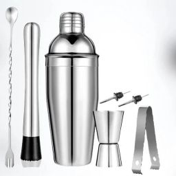 cocktail shaker 750ml,muddler,jigger,tong,spoon fork,pourer 2pcs 7 - Piece Bar Set-image-24