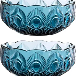 Glass Dessert Bowl Feather Design Glass Ice Cream Bowl Crystal Glass Serving Bowls For Dessert-13