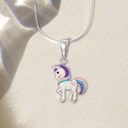HighSpark Girls 925 Sterling Silver Heart Unicorn-Shaped Pendant With Chain-25