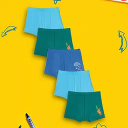 XY Life Boys Pack Of 5 Blue & Green Scribbles Intellisoft Tencel Modal Trunks-image-97