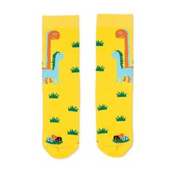 hexafun Yellow & Green Patterned Pure Organic Cotton Calf-Length Socks-picture-55
