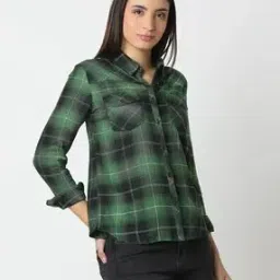 spykar Women Tartan Checked Regular Fit Shirt-picture-20