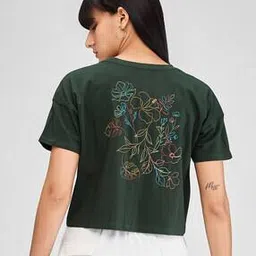 spykar Women Floral Print Boxy Fit Crew-Neck T-Shirt-picture-19