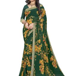 MIRAAN Floral Pure Chiffon Saree-image-8