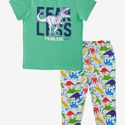 x2o Boys Green Printed Pure Cotton T-shirt with Joggers-picture-25