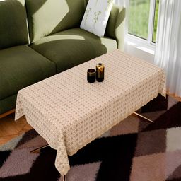 Kuber Industries Gold-Toned & White Floral Anti-Skid 4-Seater Table Cover-16