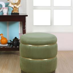 Shadowkart Green & Beige Round Wooden Ottomans-image-88