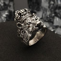 Bold by Priyaasi Men Silver-Plated King Lion Oxidised Finger Ring-image-63