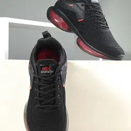 HRX by Hrithik Roshan Men Black & Red Mesh Non-Marking Walking Shoes-1