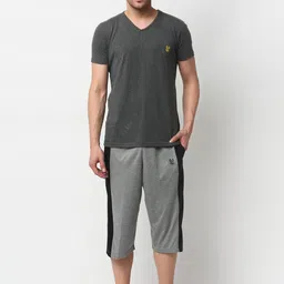 VIMAL JONNEY Men Grey & Black Night Suit-image-90