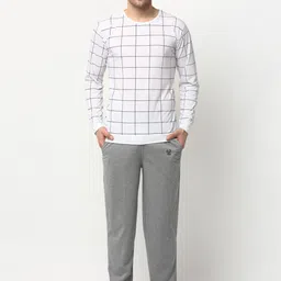 VIMAL JONNEY Men Grey & White Night suit-image-90